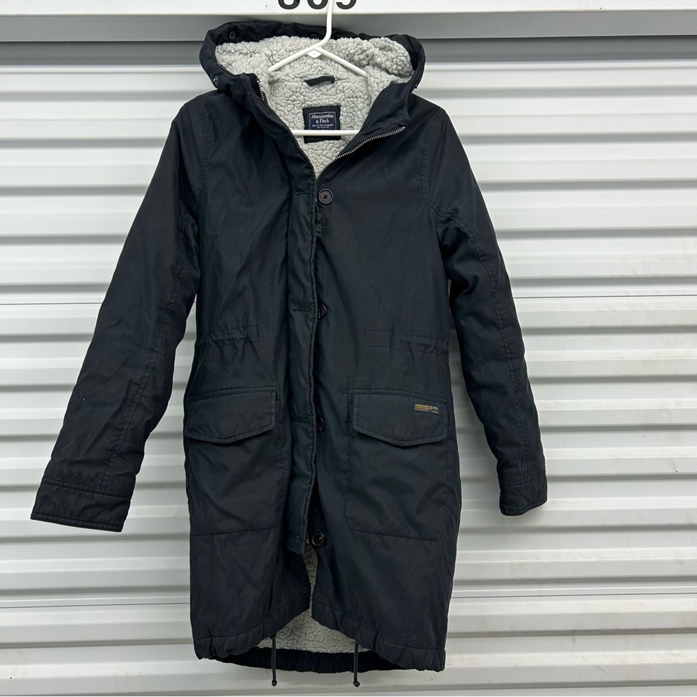 Womens ABERCROMBIE & FITCH Medium Cozy Hooded Blue  Winter Coat, Parka